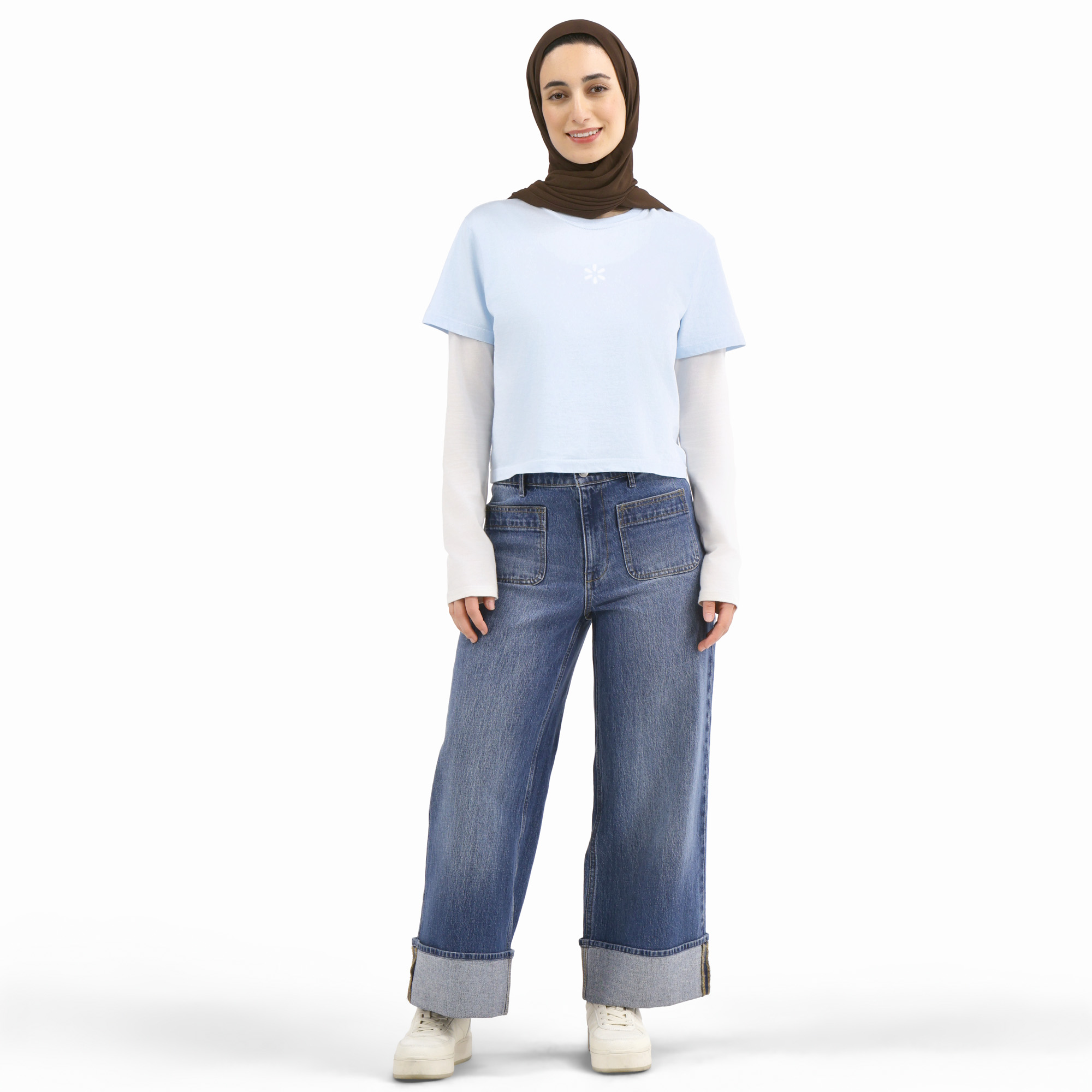 Main image of 'Spark' Women's Crop T-Shirt - Chambray Blue image