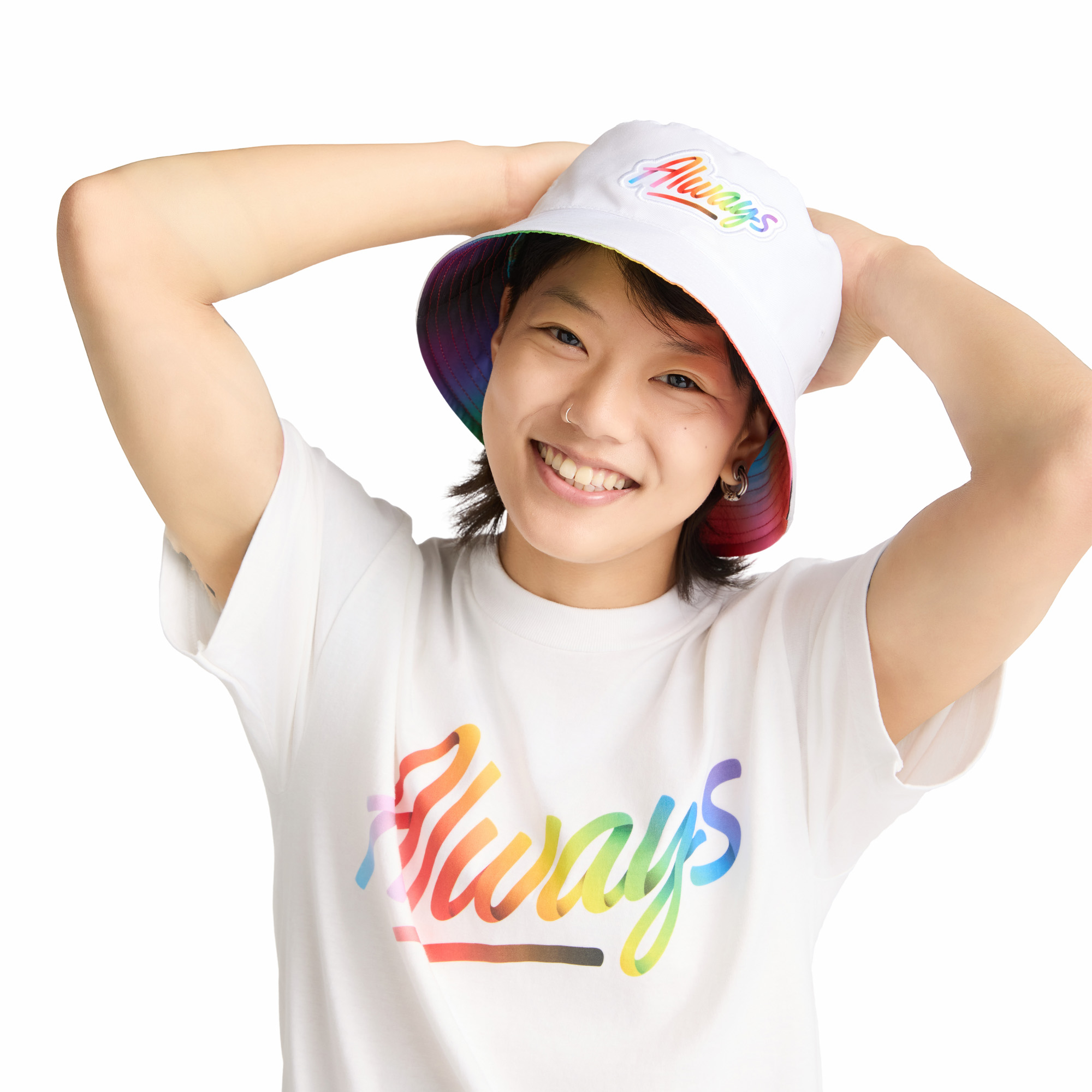 Main image of 'Always' Reversible Bucket Hat - White image