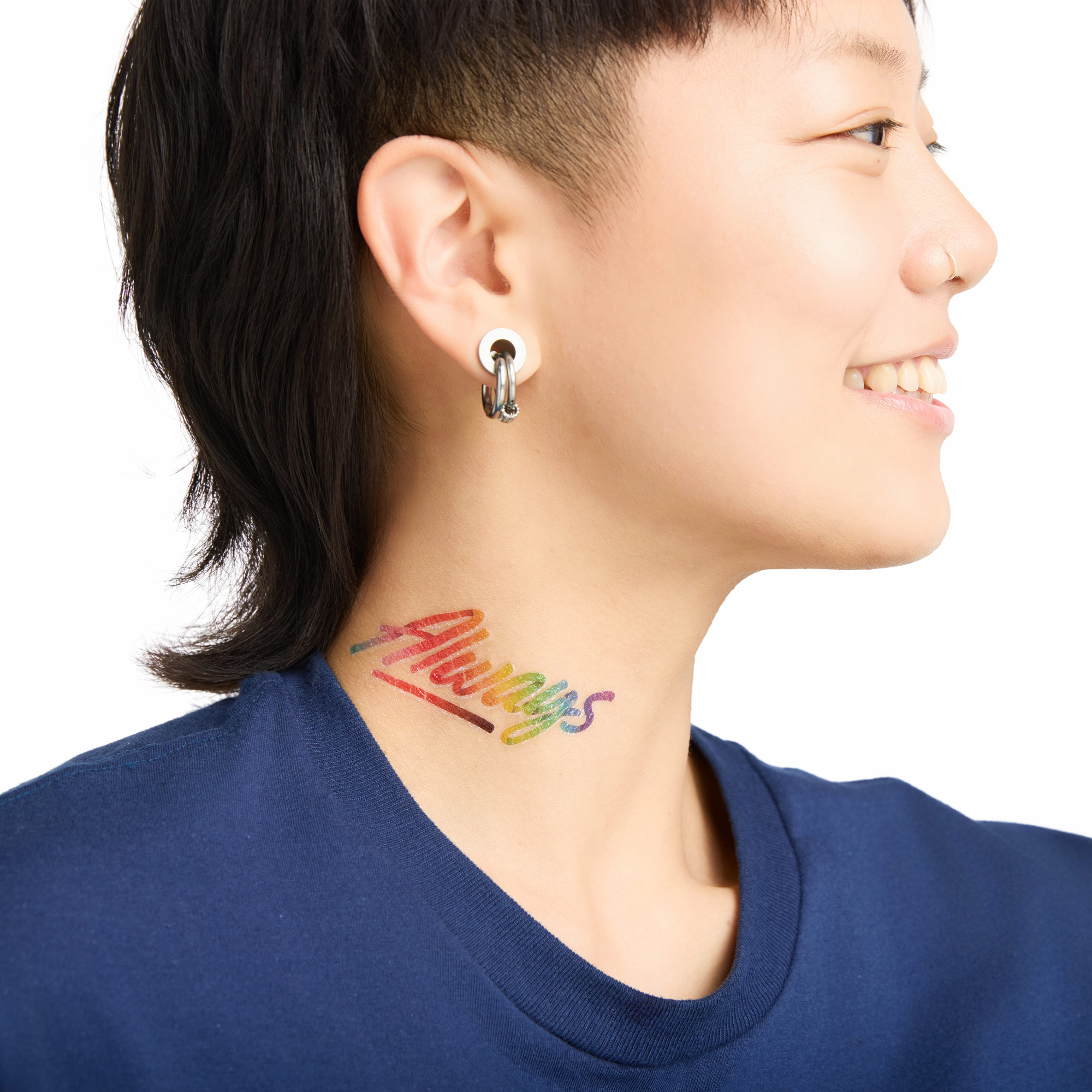Main image of 'Always' Glitter Temporary Tattoo - Rainbow image