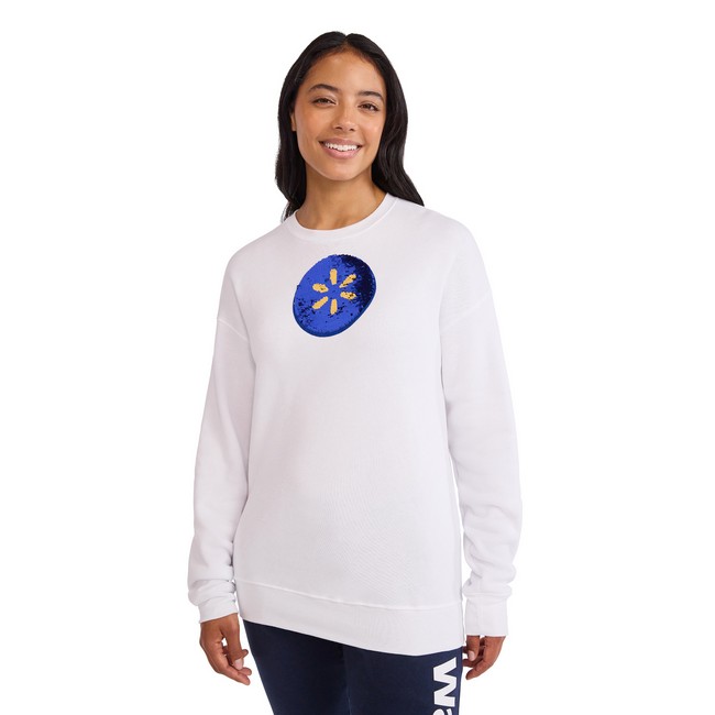 Main image of 'Sparky' Sequin Crewneck Unisex - White image