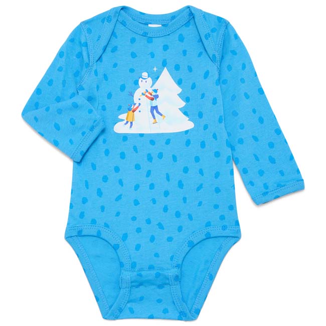 Main image of Snowman Infant Long Sleeve Bodysuit - Blue image