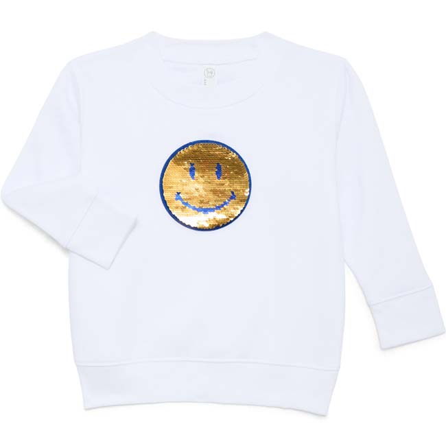 Main image of 'Sparky' Sequin Toddler Crewneck - White image