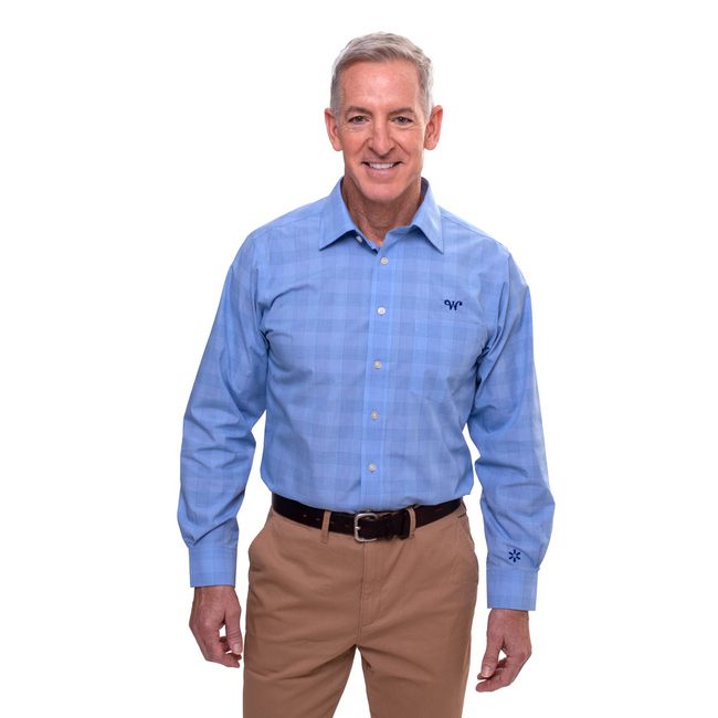 Main image of 'W' Men's Oxford Button Down Shirt - French Blue image