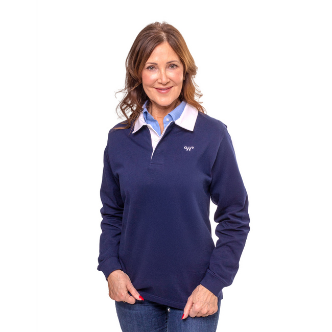 Main image of 'W' Unisex Long Sleeve Rugby Polo - Navy image