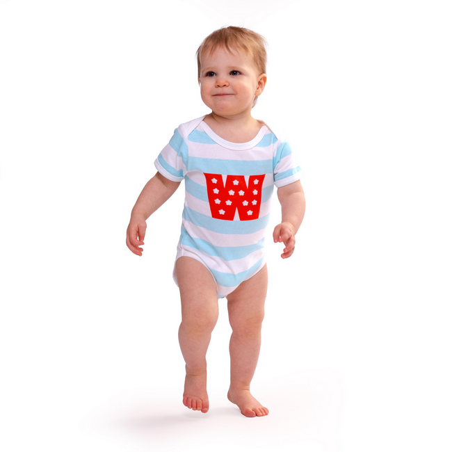 Main image of 'W' Striped Infant Bodysuit image