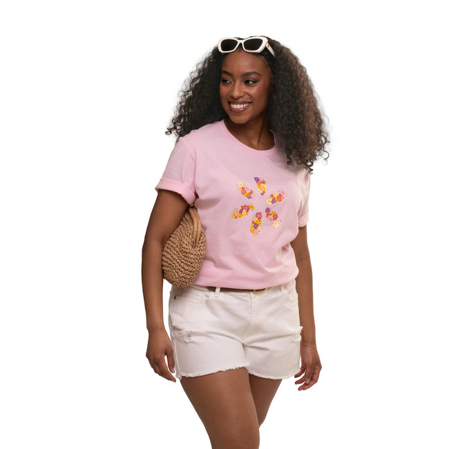 Main image of Floral 'Spark' Unisex Jersey Tee - Pink image