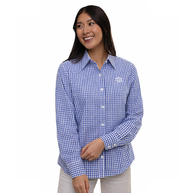 Main image of Women's Gingham Button Down Shirt - Royal Blue image
