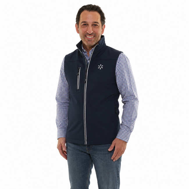 Main image of Stretch Softshell Men's Full Zip Vest - Navy image
