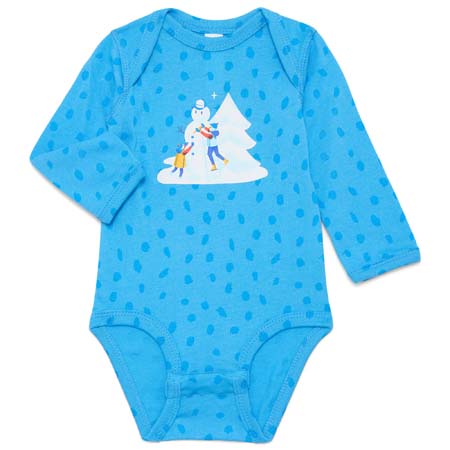 Snowman Infant Long Sleeve Bodysuit - Blue image