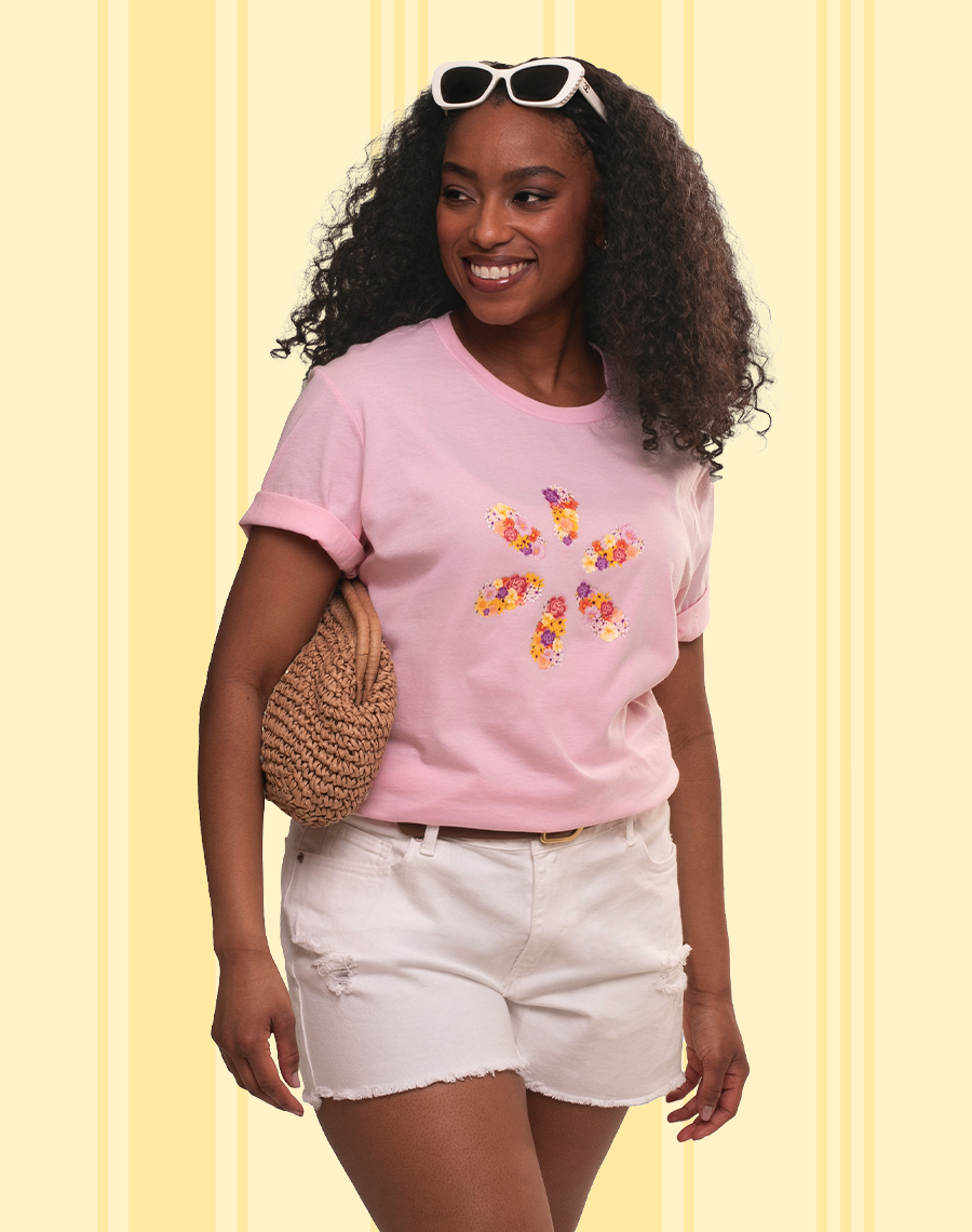 Floral 'Spark' Unisex Jersey T-Shirt - Pink