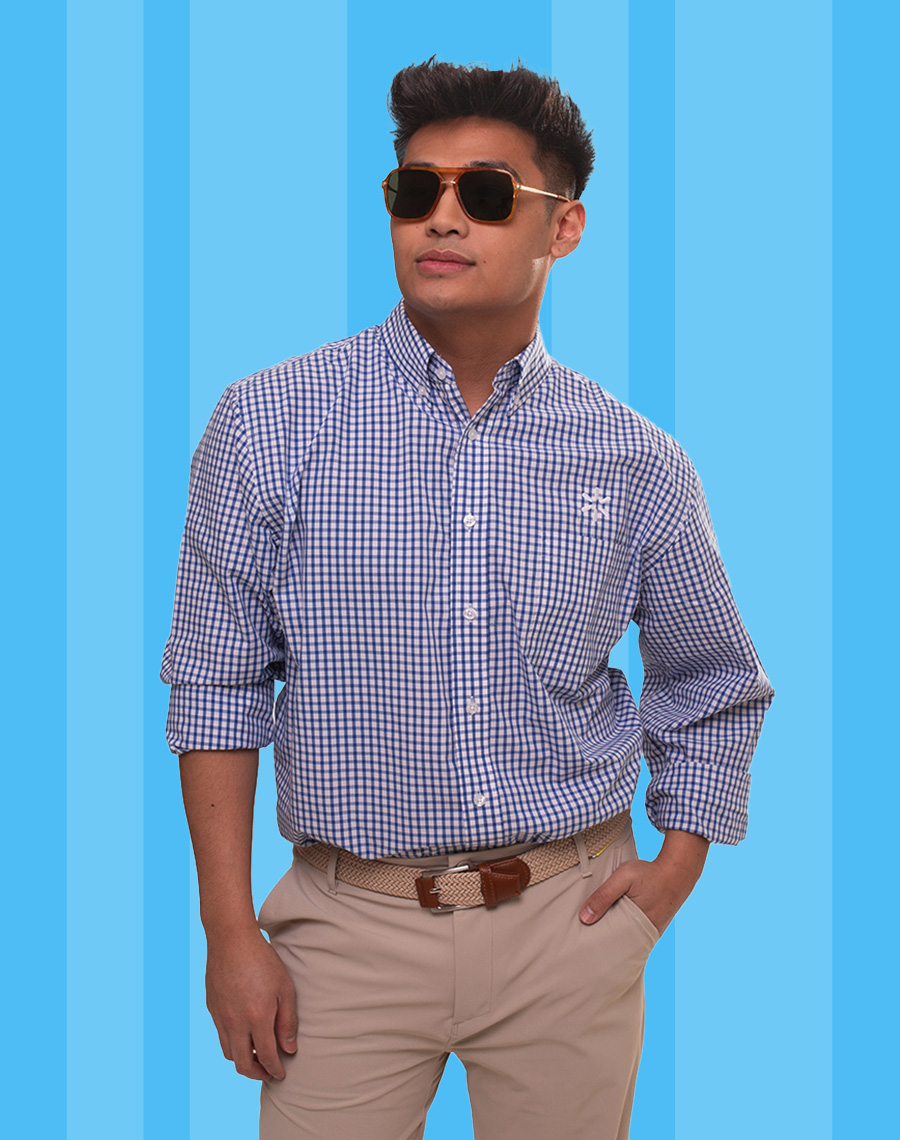 Men's Gingham Button Down Shirt - Royal Blue